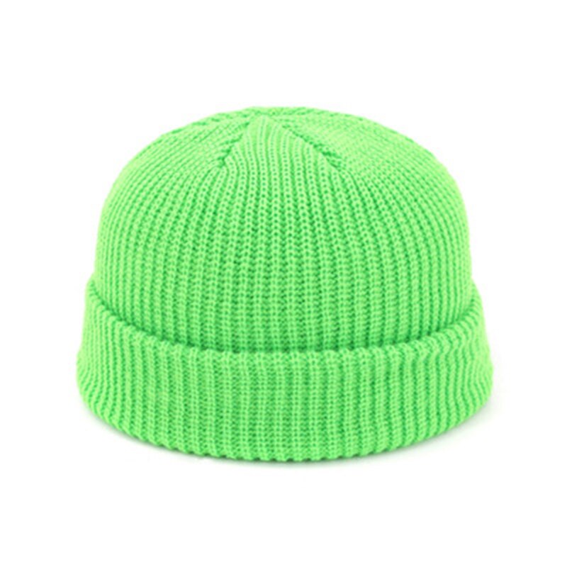 Vinter varme huer kvinde strikket hue kalot hip hop hat voksne mænd hue afslappet kort tråd elastiske unisex hatte: 9