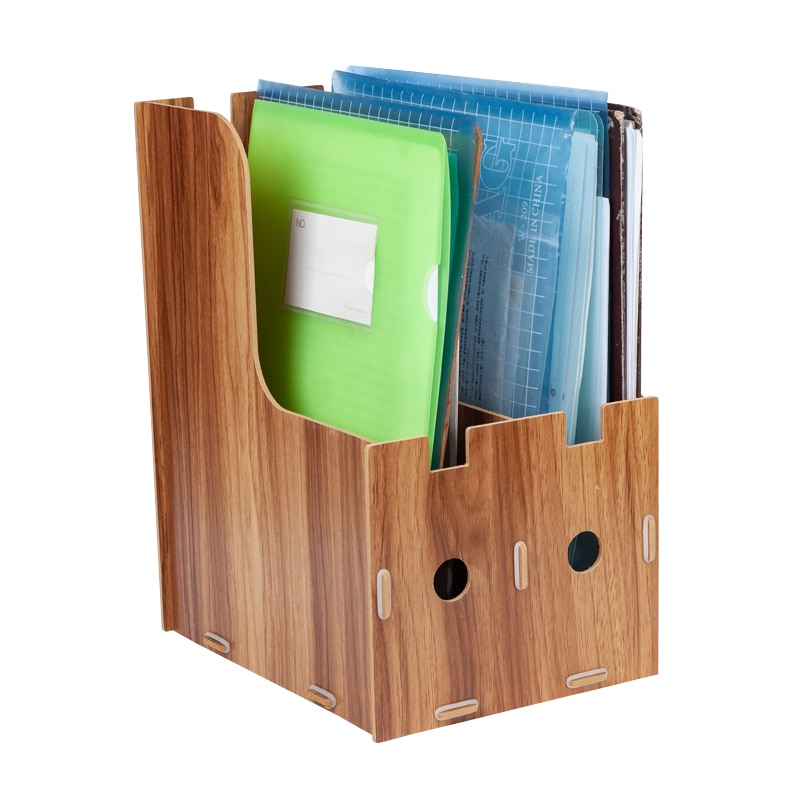 A4 DIY Desktop Wooden File Tray A4 Wood Document Storage Box File Holder Office Desk Organizer School Supplies