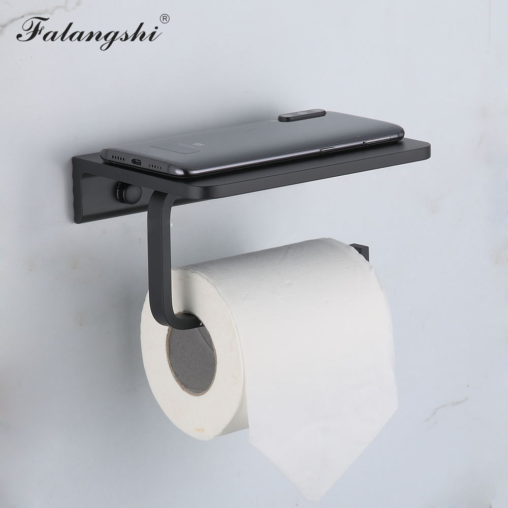 Falangshi Ruimte Aluminium Toiletrolhouder Zwart G Grandado