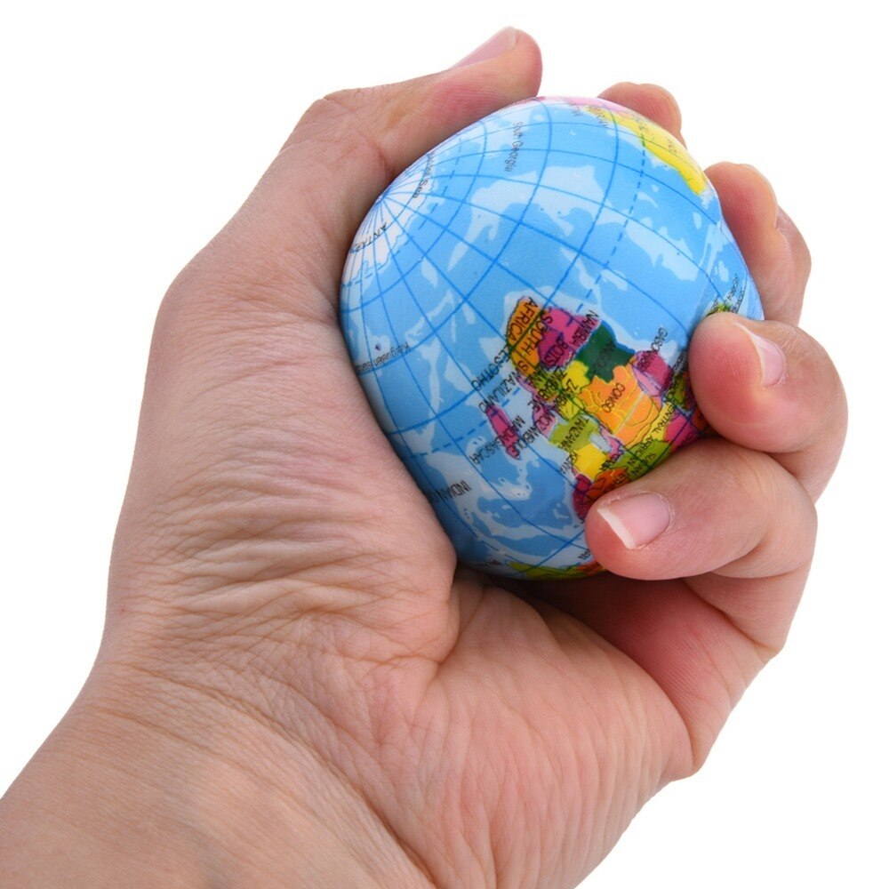6-10Cm PU Funny Squeeze Toys Soft Earth World Map Globe Foam Stress Relief Bouncy Ball Geography Map Teaching Hand Squeeze Ball