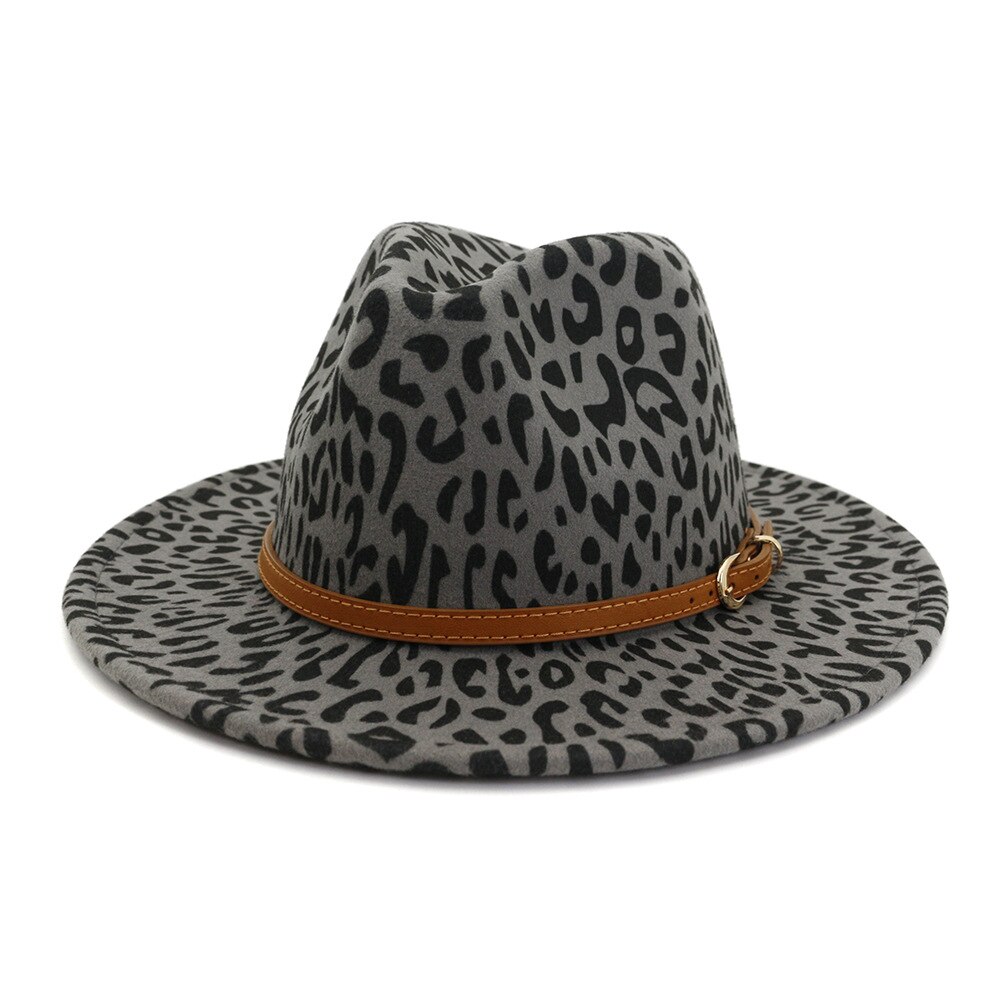 Leopard jazz hatte cowboy hat til kvinder og mænd vinter mænd kasket hvid sort uld bowler hat