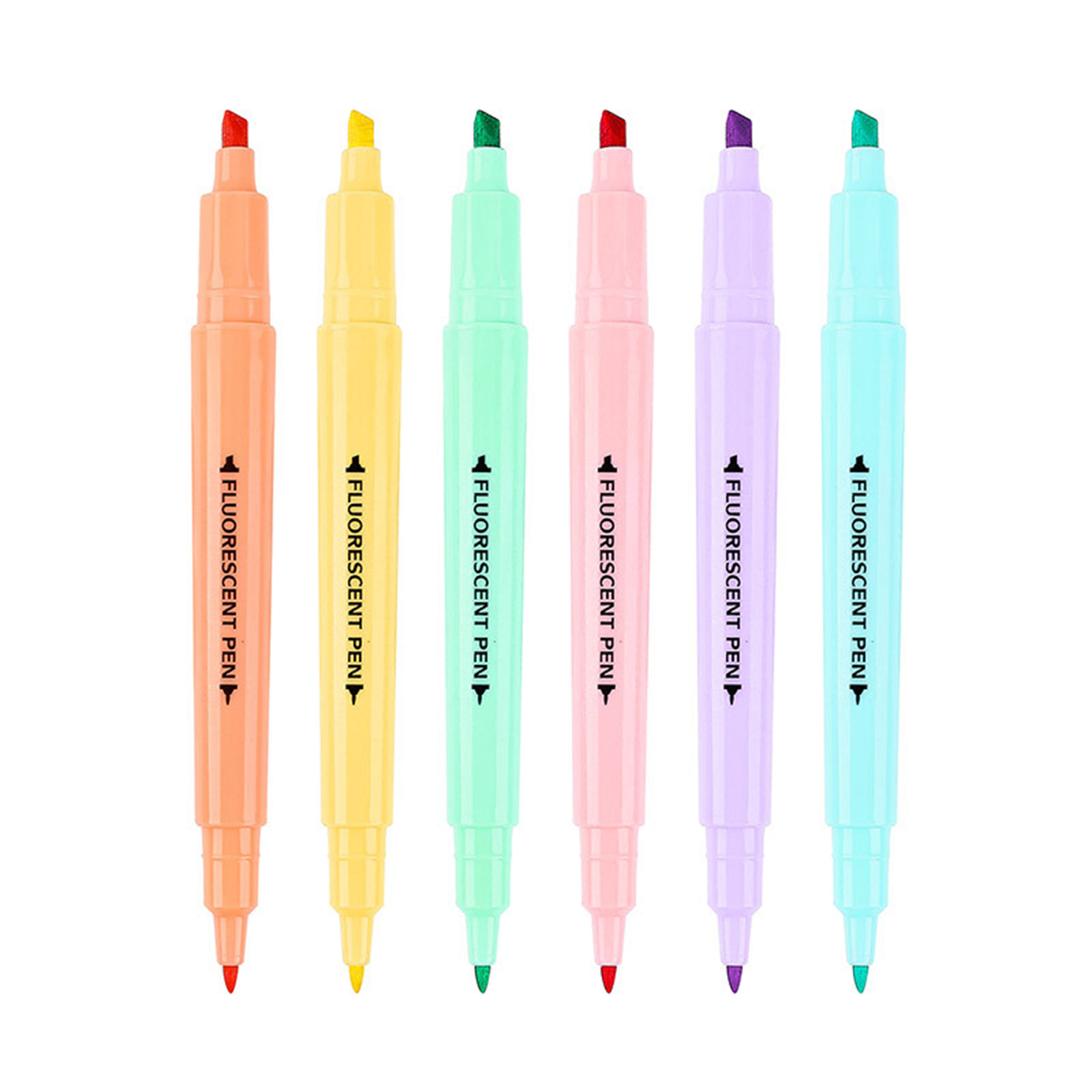 6 Assorted Color Highlighter Pen Set Double Sided ... – Vicedeal