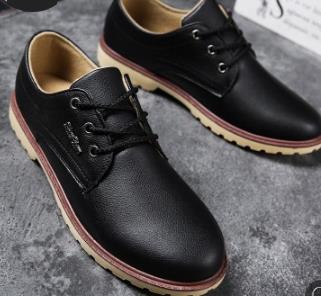 Autumn Men's Leather Shoes Men's Casual Men's Shoes Trend Wild Work Slip Breathable Waterproof Single Shoes: black / 43