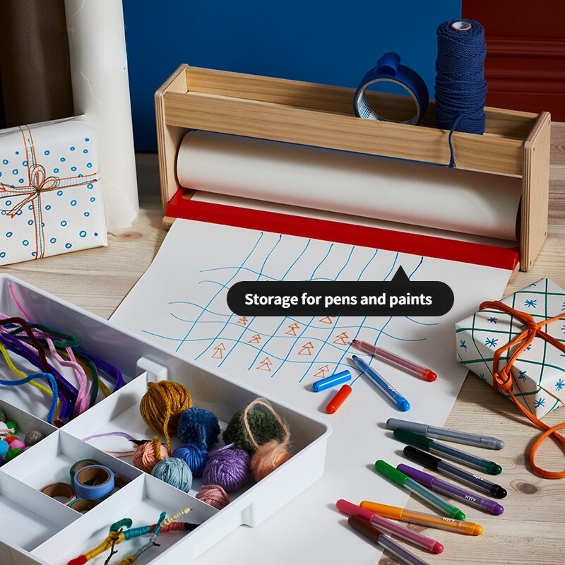 Solid Wood Paper Roll Rack Children's Easel 50x18x13cm Large Size Storage Rack Student Artist Painting Tools