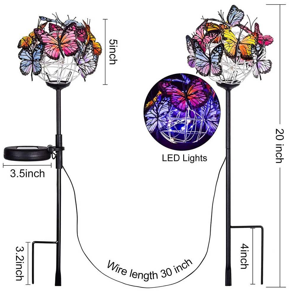 Solar Stake Light Butterfly Waterproof Garden Outdoor Garden Solar Lights Durable RGB Backyard Pathway Decoration Flashlight