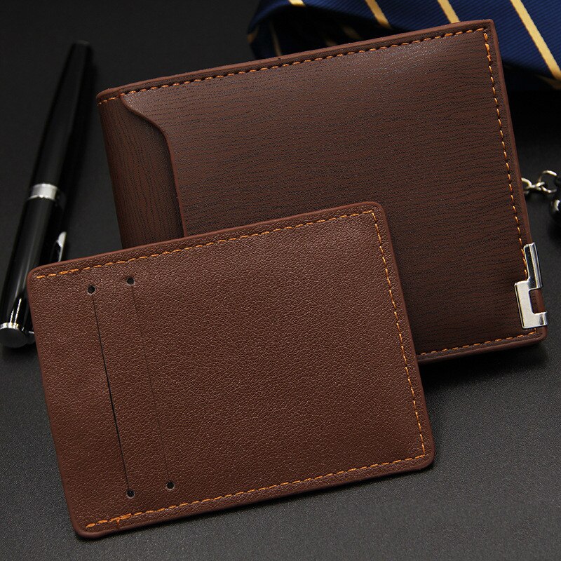 Men Wallet Leather Card Holder Card Purse Multifunction for Credit Cards Male Iron Edge Billetera Hombre