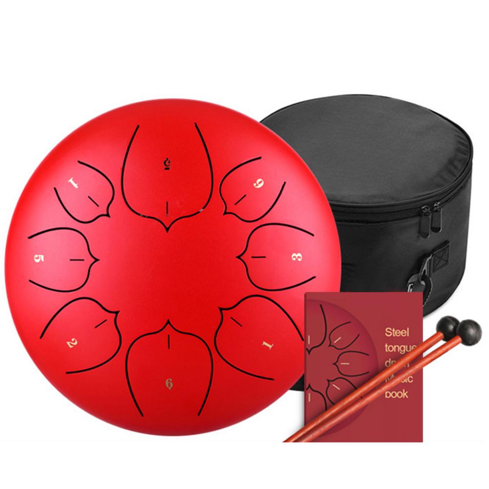 6 Inch 8 Inch Stalen Tong Drum Set 8 Tune Tong Drum Hang Drum Met Gewatteerde Drum Tas Hamers Stickers ondersteuning: 8inches Red