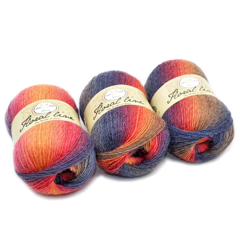 Soft Worsted Yarn Rainbow Gradient Colors DIY Baby Knitting Wool Shawl Scarf Crochet Thread Supplies: 8