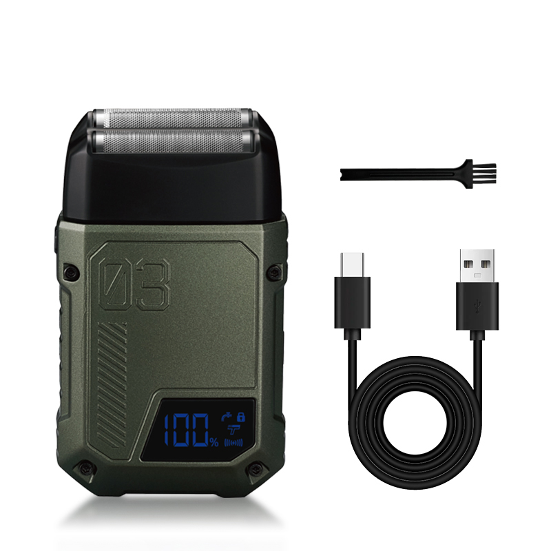 Rasoir électrique USB pour hommes, avec un temps de rasage fluide et confortable, adapté à la coupe et au nettoyage du visage: green