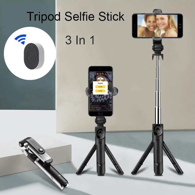 1Pc Selfie Stok Statief Bluetooth Afstandsbediening 3-In-1 Geïntegreerde Zelfontspanner Statief Telefoon Beugel