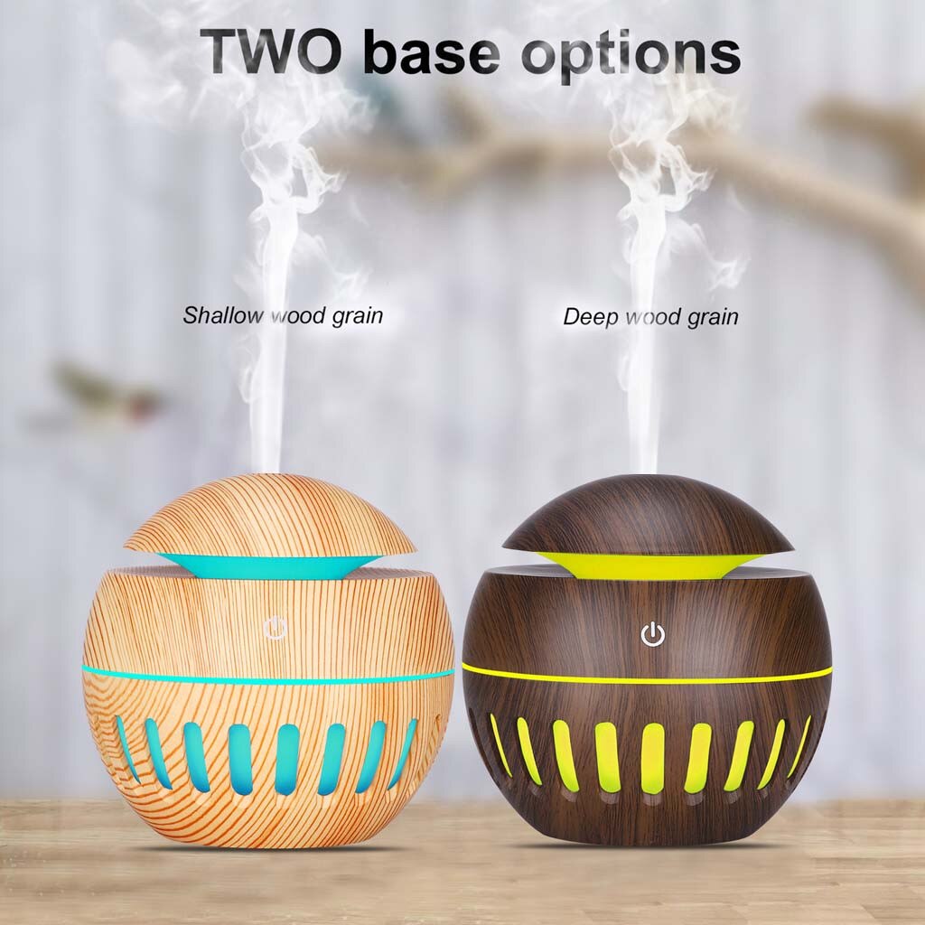 Electric Humidifier Essential Aroma Oil Diffuser Ultrasonic Wood Grain Air Humidifier USB Mini Mist Maker LED Light Humidifiers