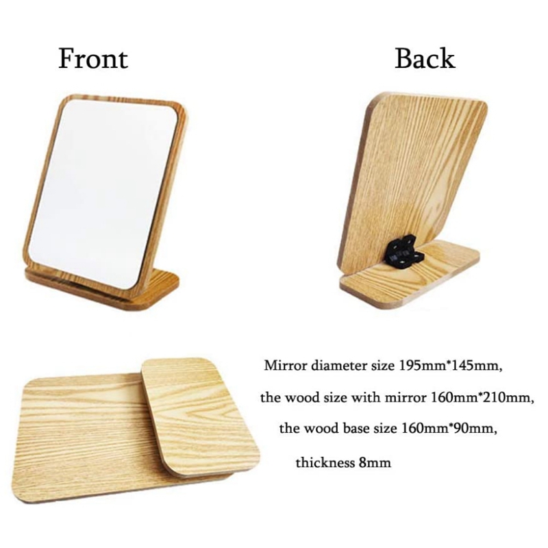 Vanity Mirror Wooden Rustic Surface Countertop Desktop Stand Travel Mirror Foldable Dressing Table Bedroom Adjustable
