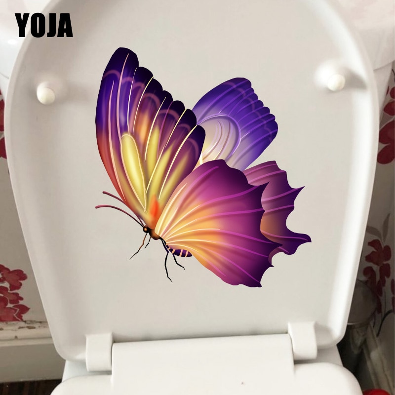 YOJA 19.6X21.4CM Smart Kleurrijke Vlinder Kinderen Kamers Muur Sticker Huis Decoratie Grappige Wc Decal T1
