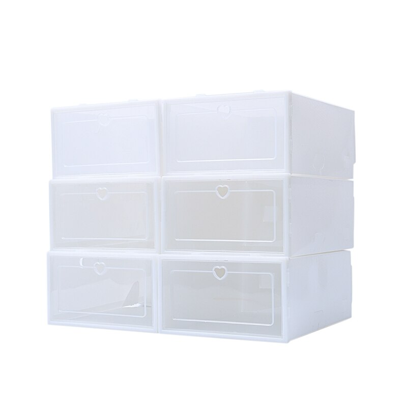 6 stk slitesterke skoesker i plast snu skoeske fortykket gjennomsiktig skuffekoffert stabelbar skoorganisator oppbevaring skohylle