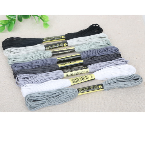 8Pcs Mix Colors 8 Meters Cross Stitch Cotton Sewing Skeins Craft Embroidery Thread Floss Kit DIY Sewing Tools 8: Grey
