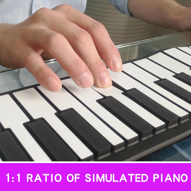 49 Keys Roll Up Piano Foldable Portable Hand Roll Piano with Built-in Loudspeaker