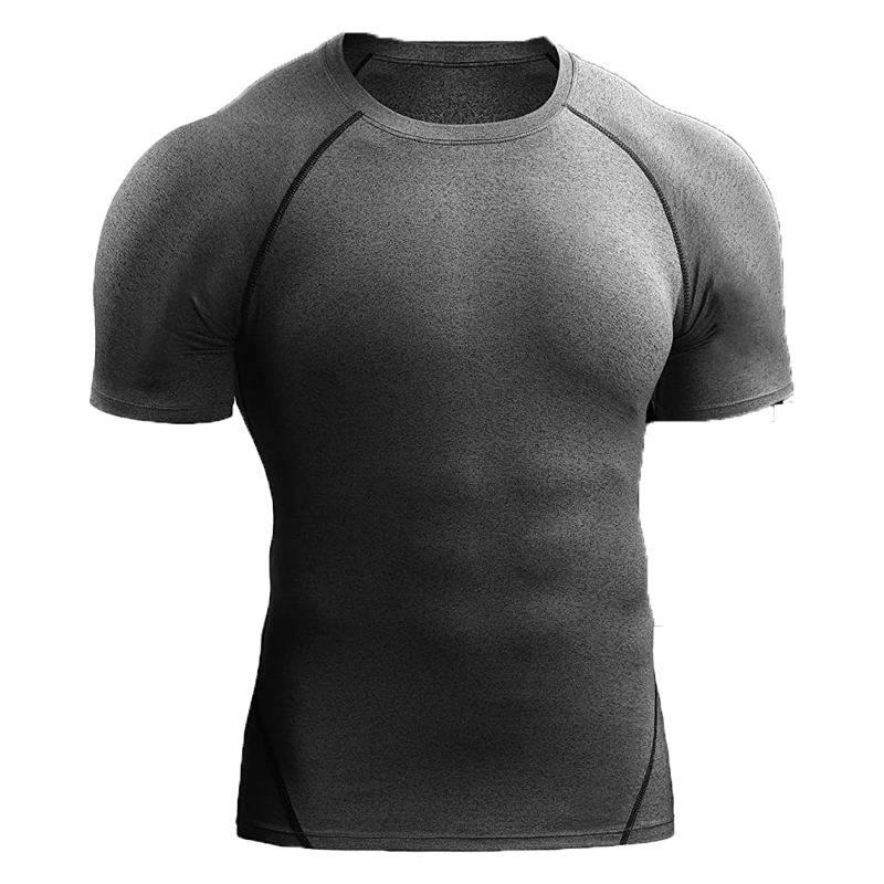 Kompressions-t-shirt herr sommar sportkläder löpar-t-shirt elastisk snabbtorkande sporttoppar t-shirt atletisk gym träningströjor herr