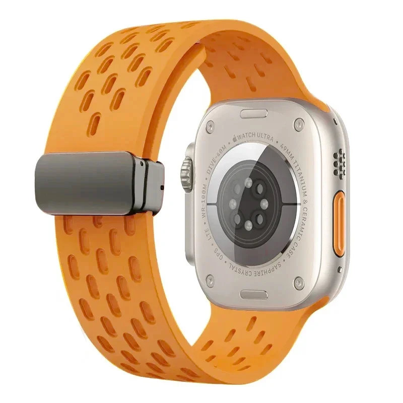 Bracelet magnétique pour Apple watch ultra 2, 49mm 44mm 45mm 40mm 41mm 42 38 45mm, Bracelet en Silicone iWatch série 9 7 8 se 6 5 3: BLACK WHITE / 14mm