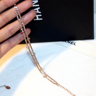 Prachtige Zirconia Rose Goud Zilver Kleur Armband Voor Vrouwen Party Wedding Armband Mooi Sieraden: Rose gold color