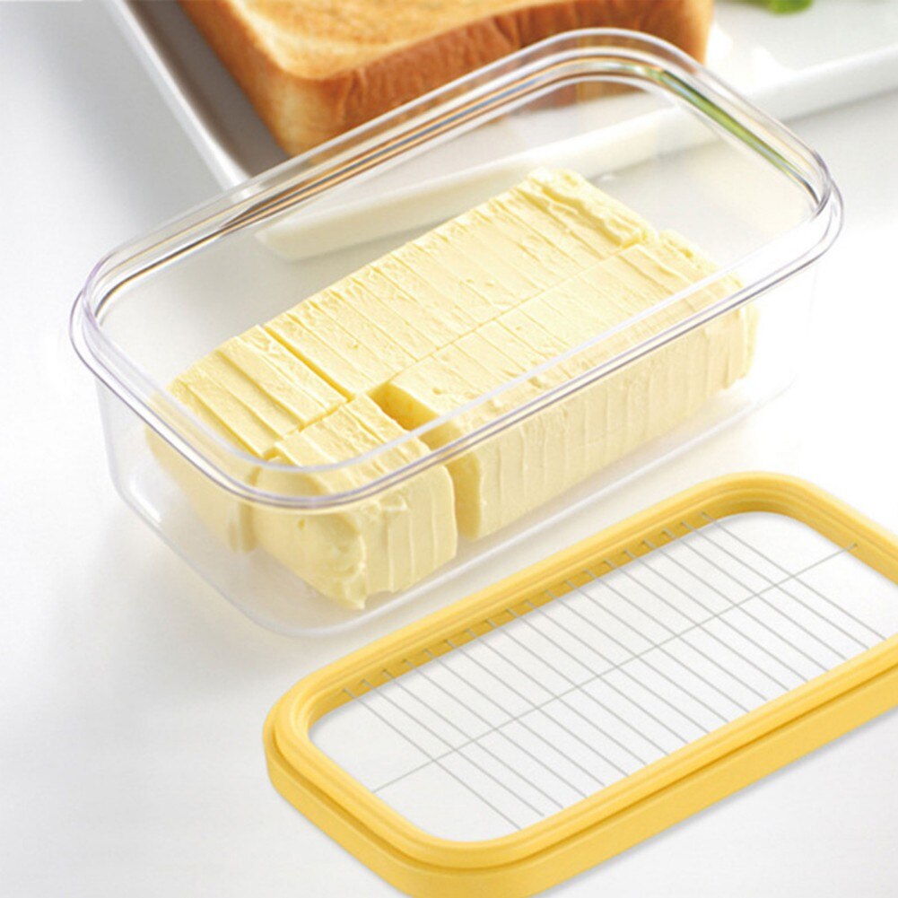 Plastic Butter Dish Butter Keeper Container With Cutter Slicer Lid Keep Fresh Storage Box Great For Kitchen Storage Tool