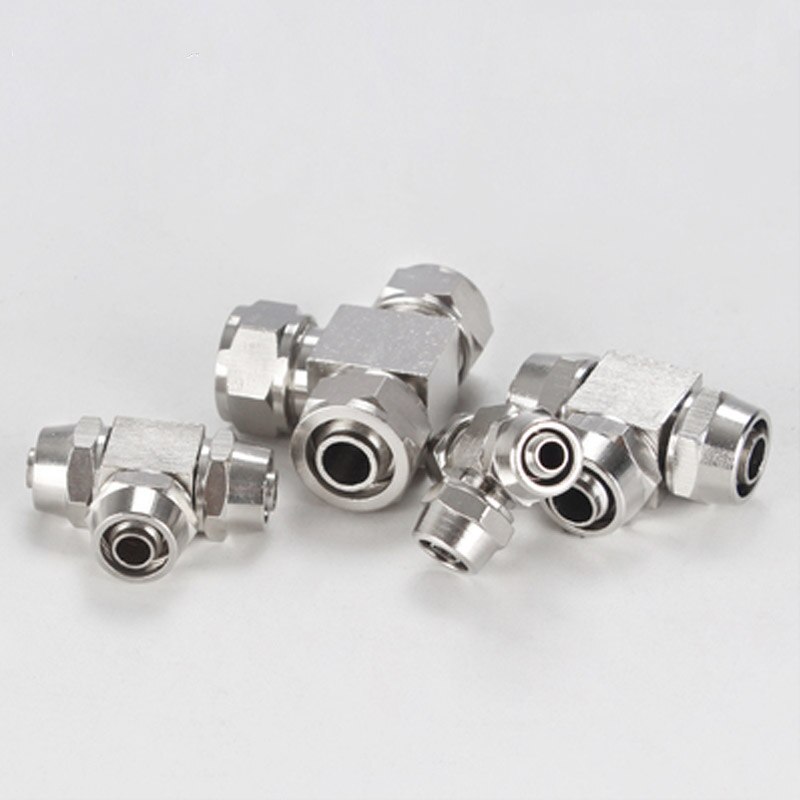 Pneumatische Snelle Twist Tee Fitting Od 4/6/8/10/12 Mm Slang Buis Koper Nikkel plating Hoge Druk Smc Air Lock Connector