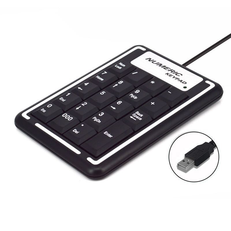 USB Wire Numeric Keypad Mechanical Feel Number Pad Keyboard 19 Keys Water-Proof Keyboards For Laptop Desktop PC Notebook Black: Default Title
