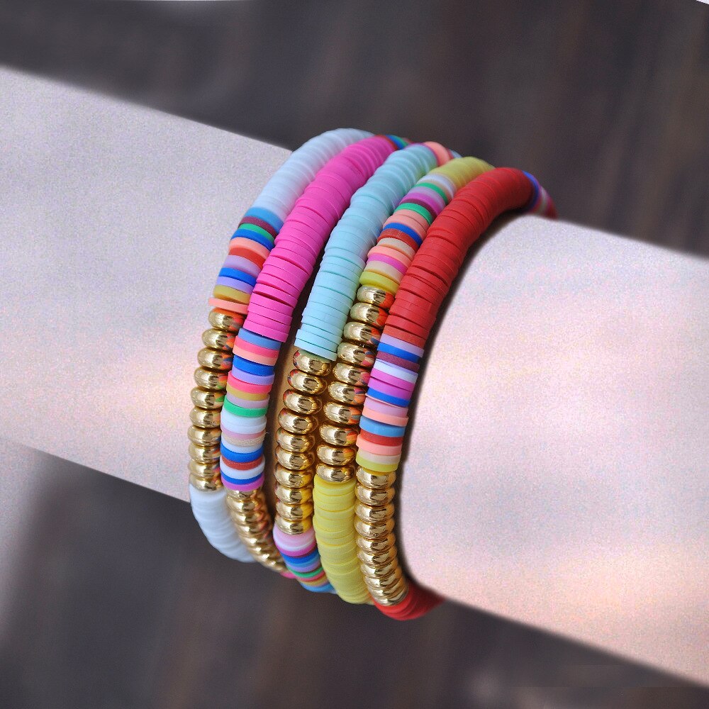 XUXI rétro, argile, couleur mélangée, amitié, Bracelet, femme, costume, Bracelets, , ethnique, , femmes SS019