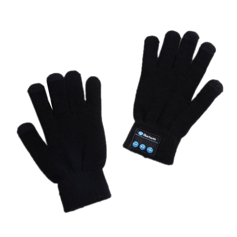 Guantes con auriculares Bluetooth para hombre y mujer, manos libres, manos libres, con pantalla táctil, para teléfono, 1 par: Black