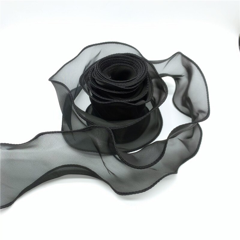 Cintas de encaje para adorno de pelo, listón Organza seda, borde ondulado de 60mm, 1 yarda/lote, tejido de costura, decoración de ropa: 06
