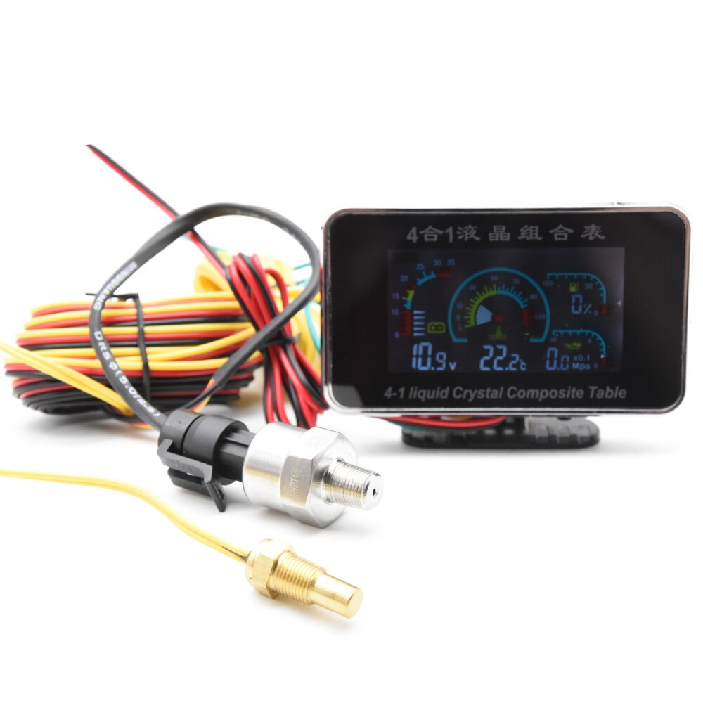 10mm Wasser temp Sensor + 1/8 NPT Öldruck Sensor Digital LCD Auto Spannung + Öl Druck + Wasser temperatur + Treibstoff Messgerät 12V / 24V: Ursprünglich Titel