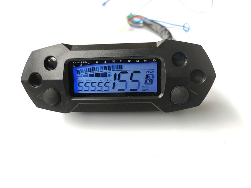 compteur de vitesse LCD moto odemètre numérique électrique modifié mini compteur de vitesse réglable 15x1000 tr/min odomètre: Only speedometer