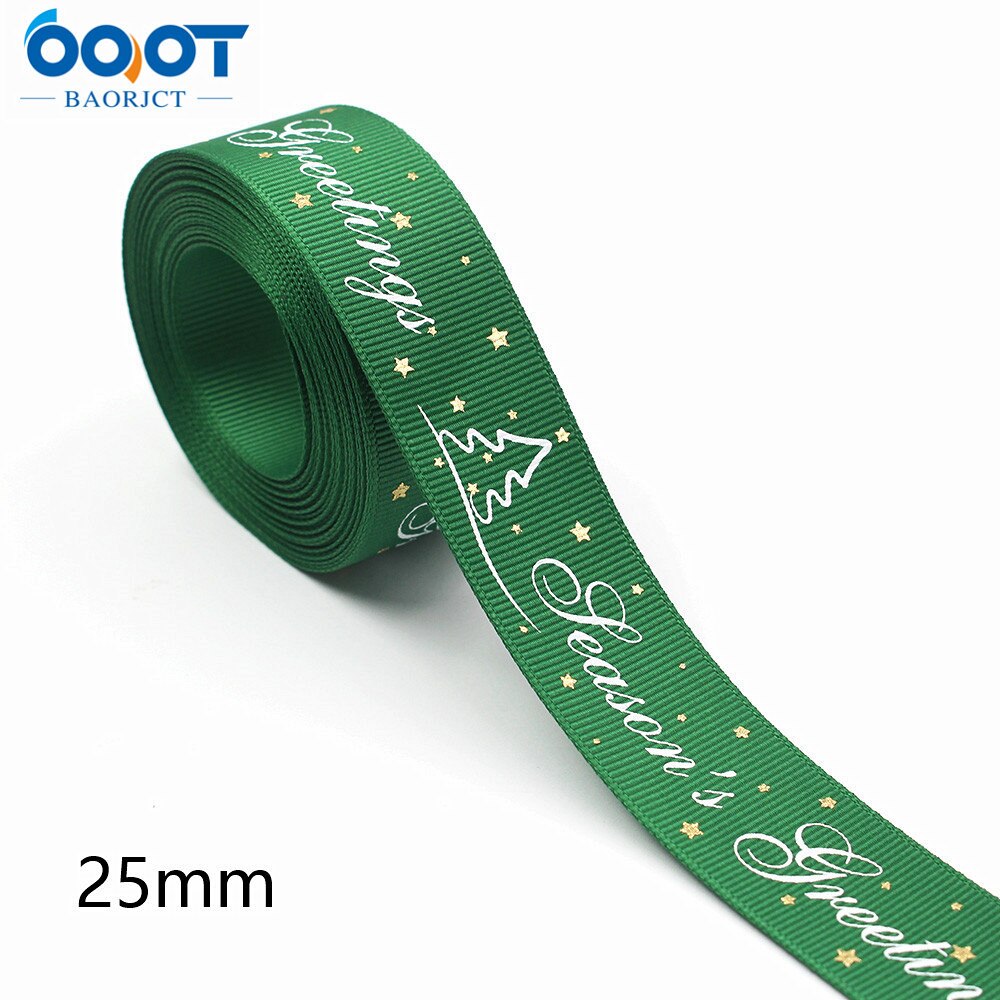 Kerst Lint 10 Yards Gedrukt Grosgrain Organza Satijnen Linten Metallic Glitter Stof Linten 20702: 12