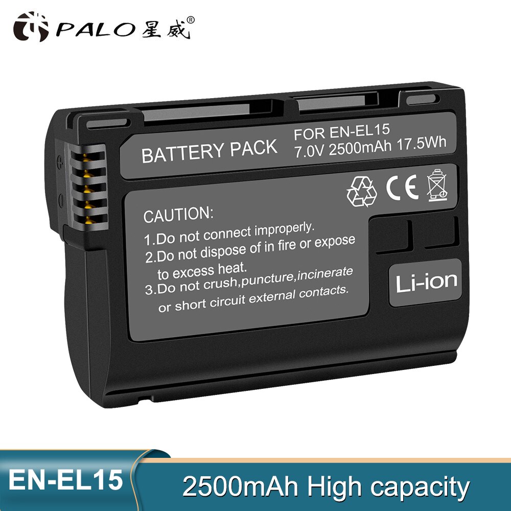 Palo 2500Mah EN-EL15 ENEL15 En EL15 Gedecodeerd Camera Batterij Voor Nikon D600 D610 D800 D800E D810 D7000 D7100 D7200 v1