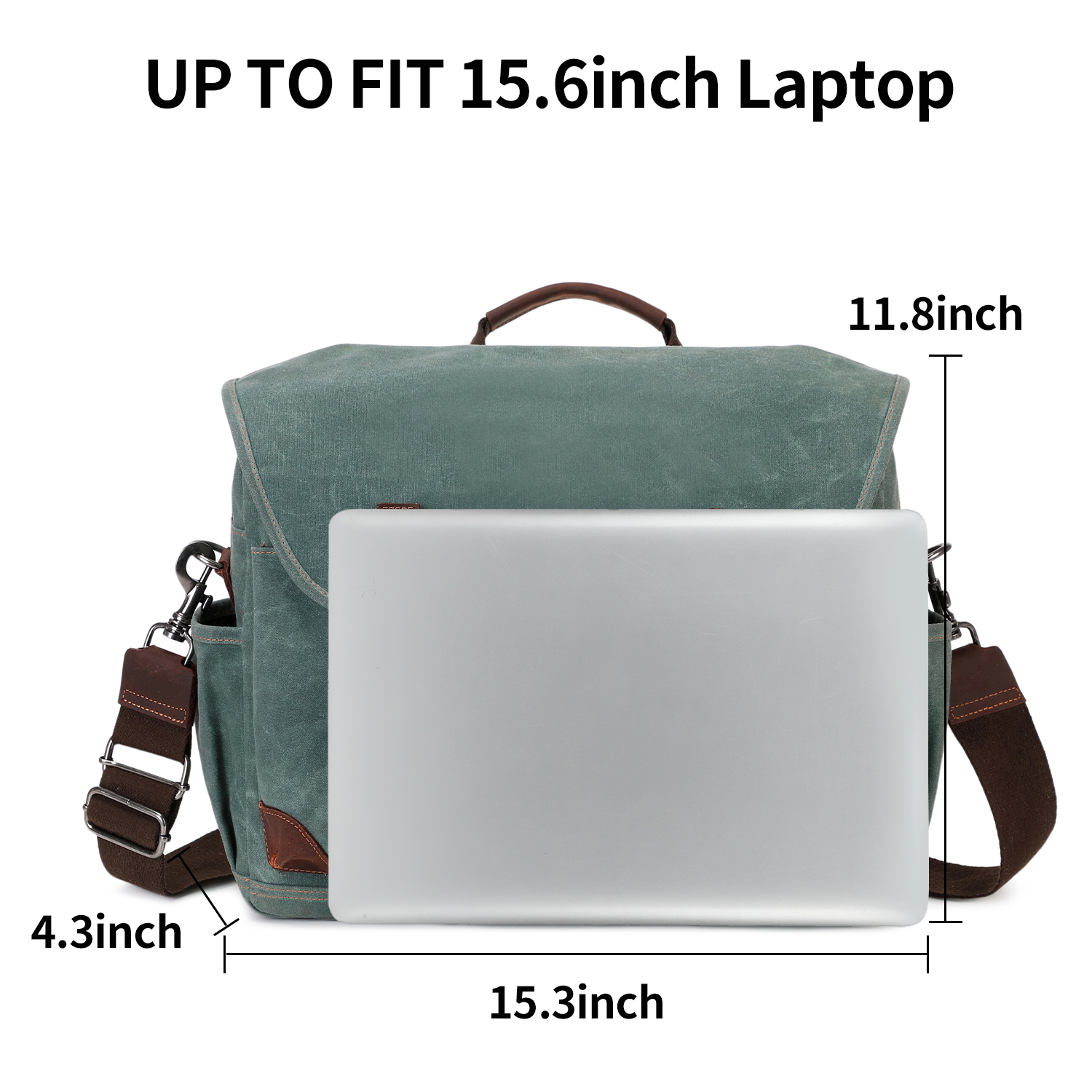 Men's Laptop Messenger Bag, 17 Inch Laptop Backpack Vintage Leather Slung Bag