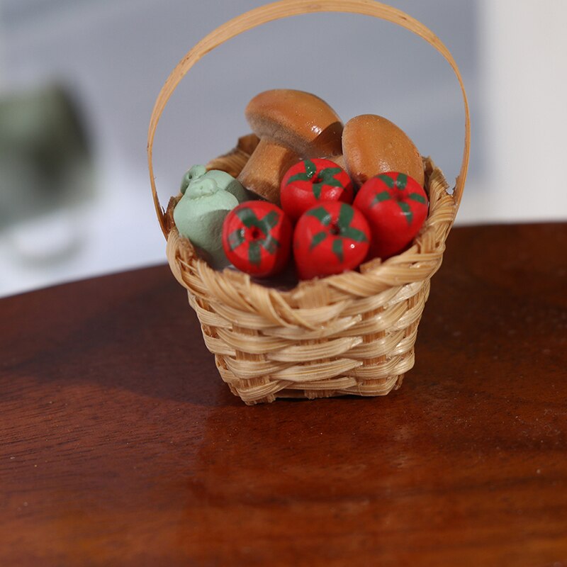 1Set 1:12 Dollhouse Mini Vegetable Food Storage Basket Doll House Kitchen Decor