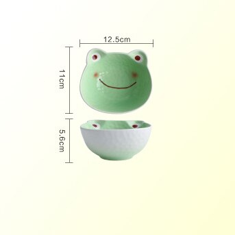 Cuencos de cerámica creativos para niños, recipiente de comida para fruta, rana de dibujos animados debajo de los platos esmaltados de 8,5 pulgadas: 4.5 inch bowl