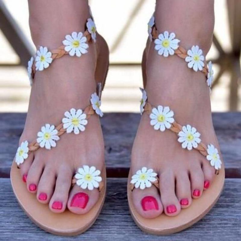 Vintage Sandales Femmes Sandales Plates Femmes Bohimia Plage Sandales Chaussures Grande Taille D'été Femme Sandales