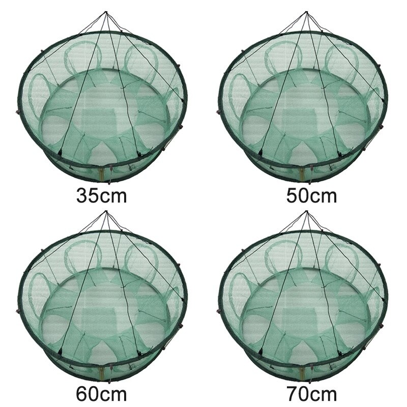 Bærbart automatisk fiskegarn fellebur rundt form holdbart åpent til kreps kreps hummer reker