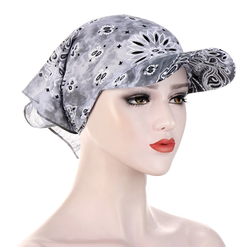 Casquette de Baseball, Bandana Turban carré, style Boho, motif Floral, coton, ajustable, pour femmes et hommes, visière solaire, chapeau Hip Hop: GRAY