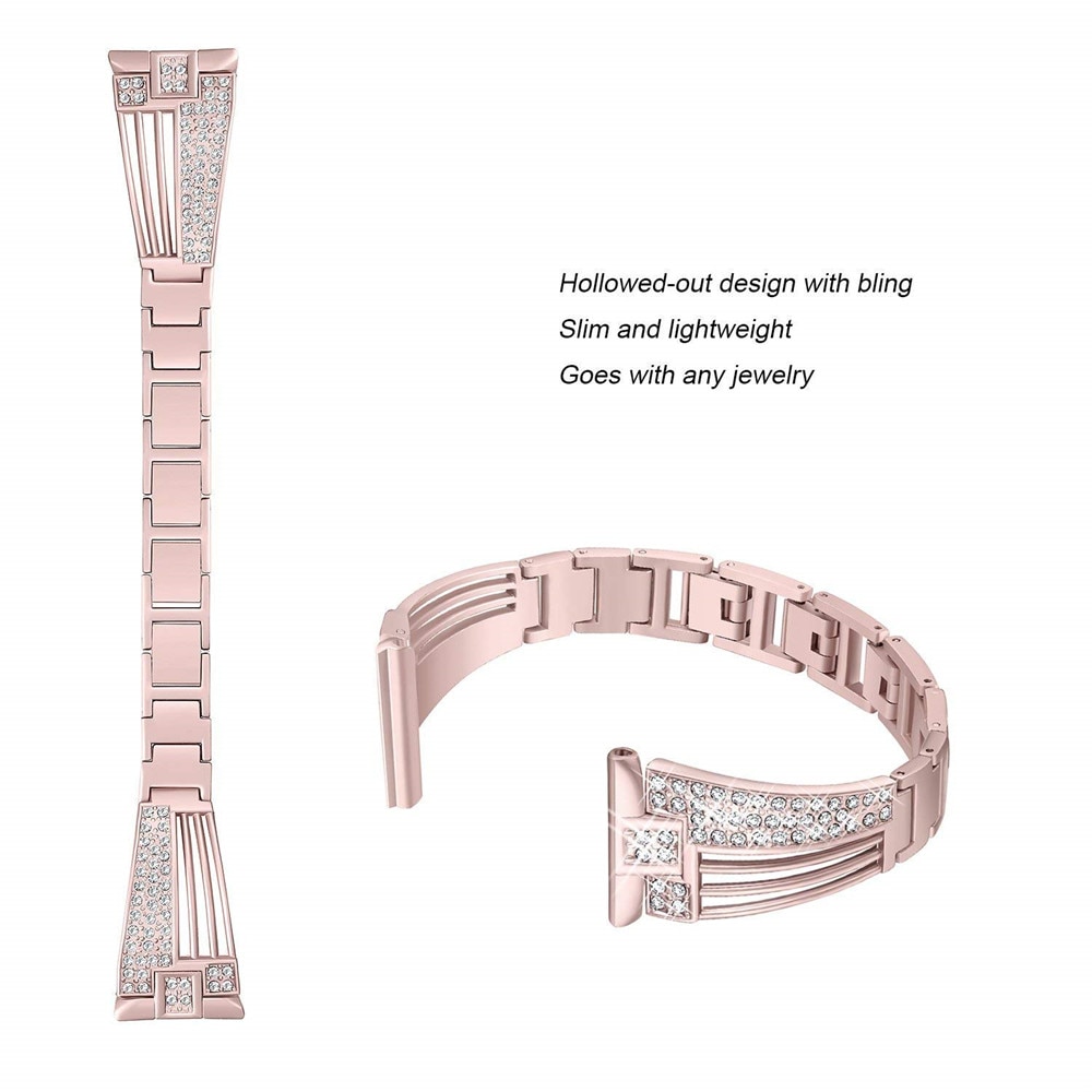 watch band For fitbit versa smart band strap Stainless Steel Bracelet Wearable Belt with Rhinestone Wristbands Replacement