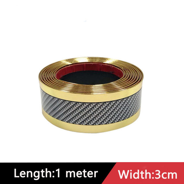 Car Sticker Car Door Sill Protector Stickers Anti Scratch Strip Carbon Fiber Car Threshold Protection Bumper Film Sticker: 3cm gold