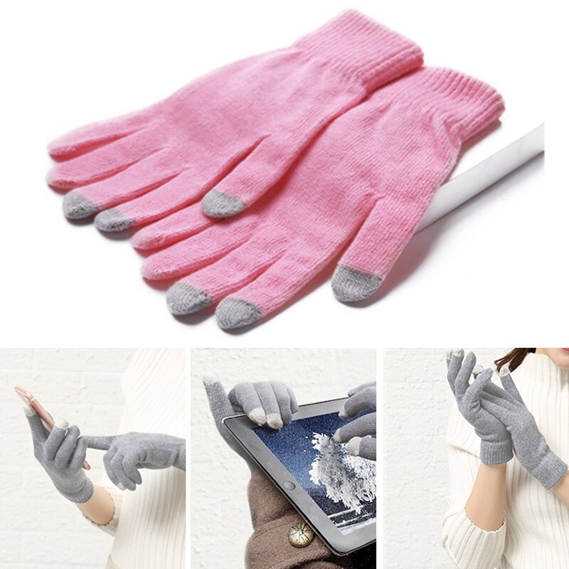 1 Paar Vrouw Winter Thermische Touchscreen Volwassen Warme Handschoenen Multi-color Sterke Gevoeligheid Gebreide Handschoenen Camping Wandelen Handschoenen