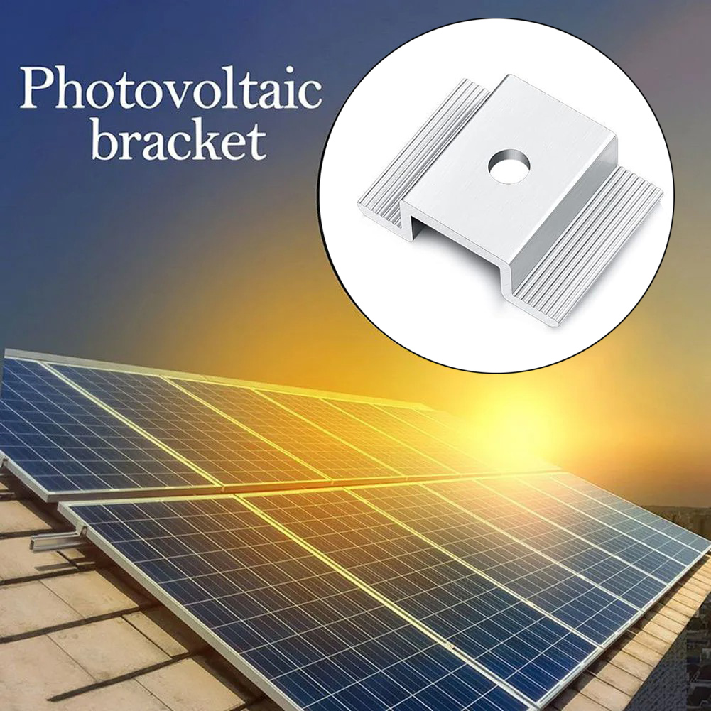 Solarpanel-Mittelklemmen, Photovoltaik-Tafel-Halterung, PV-Tafel, Mittelklemme, Aluminium-Solarklemmen für festes 35–50 mm gerahmtes Solarpanel