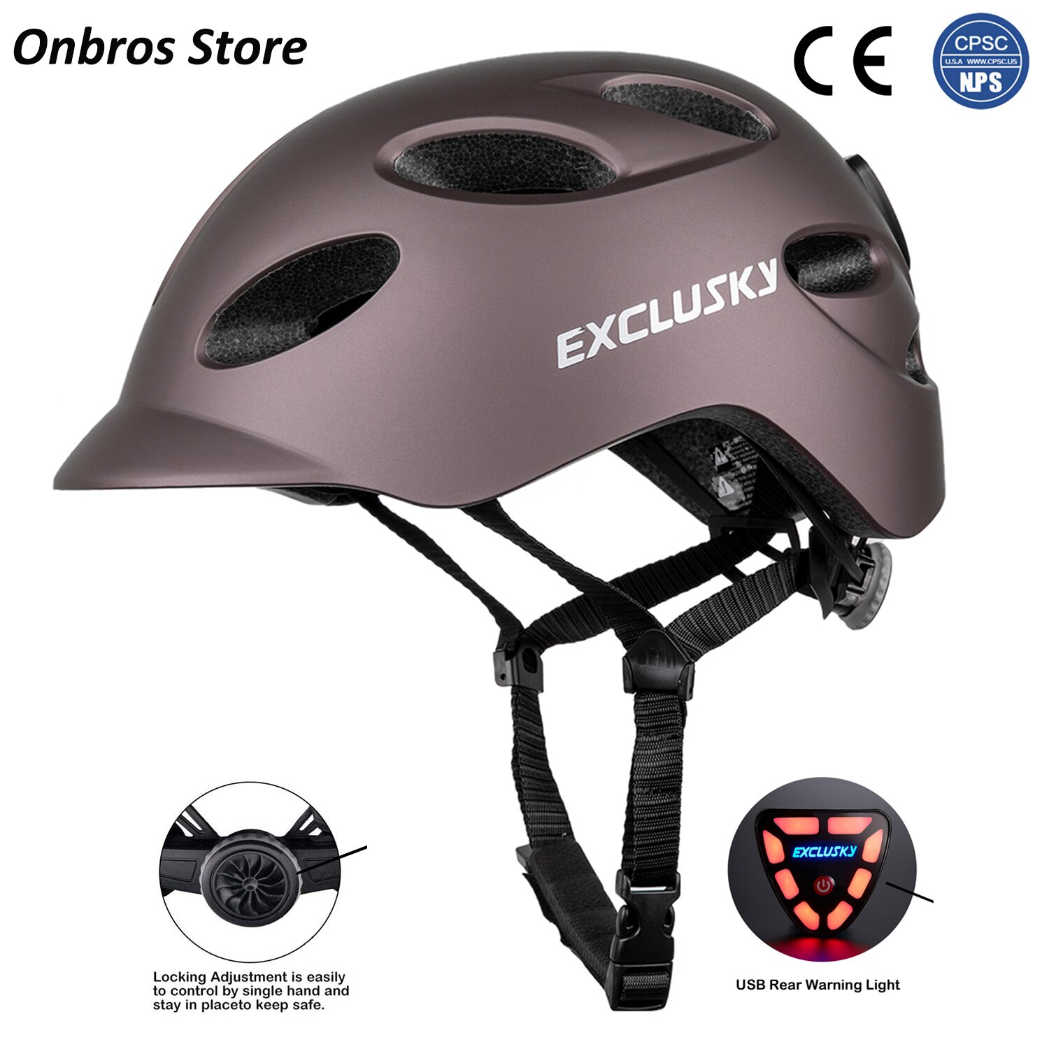Exclusky LED Bike Helmets For Scooter Cycling Skateboard Urban Bicycle Caps With Light Size M And L Fast