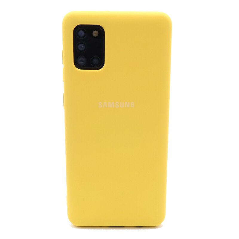 Samsung Galaxy A31 Flüssigkeit Silikon Fall Weichen Seidige Shell Abdeckung Galaxy A 31 Soft-Touch Zurück Schutzhülle: Yellow