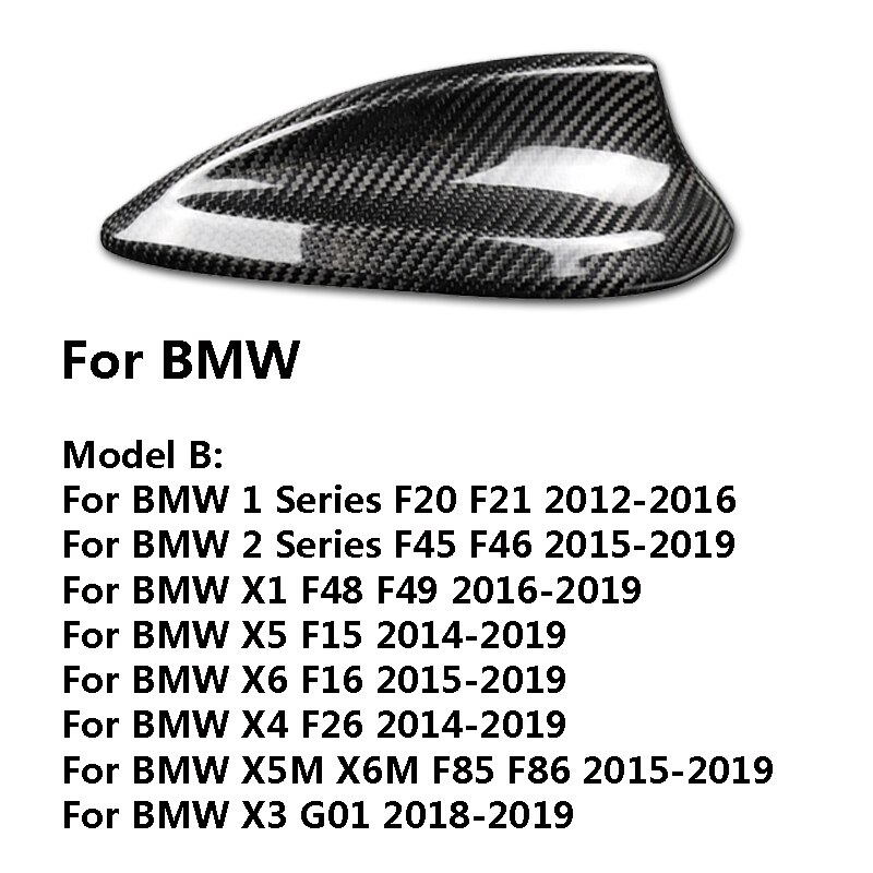 Cubierta de antena de aleta de tiburón, pegatinas de fibra de carbono para BMW E90, E92, E46, E36, E60, E70, F20, F30, F10, F22, F31, F15, F21, G30, G20, G01, G05, G07: B / B-Carbon Fiber