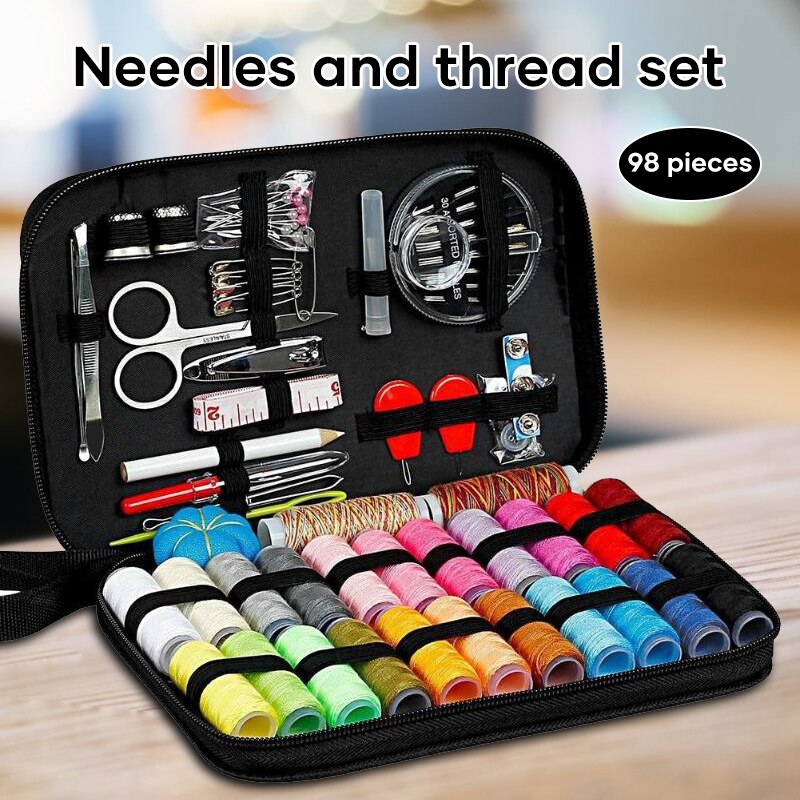Set of 98 Sewing Kit with Portable Bag Needles &amp; Thread Set for Home Adult Sewing Machine PR