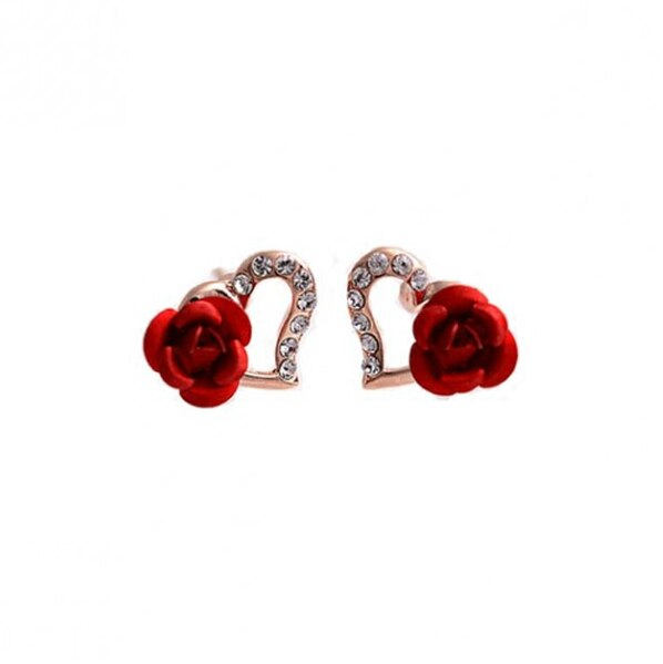 Rode Roos Oorbellen Strass Bloem Oorbellen Herfst En Winter Wilde Lange Tassel Earring Voor Vrouwen Bruiloft Sieraden Accessoires: Red rose