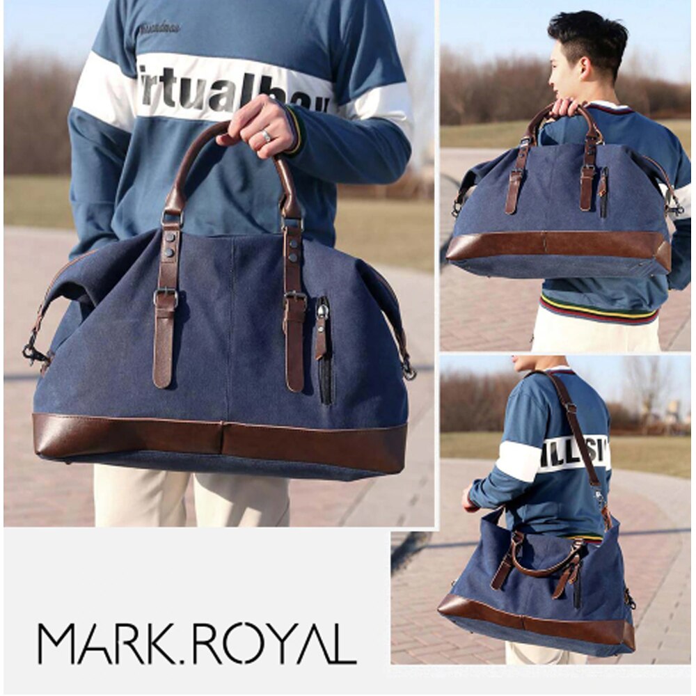 Markroyal Canvas Lederen Mannen Reistassen Handbagage Tassen Mannen Plunjezakken Handtas Reizen Tote Grote Weekend Bag Overnight