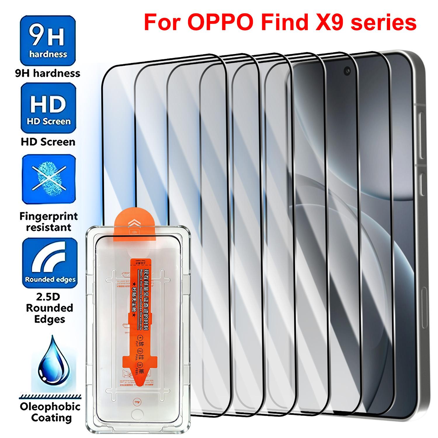 For OPPO Find X9 X9Pro HD Screen Protector with Easy Install Cover Anti-shatter Tempered Glass Film Support Fingerprint Unlock